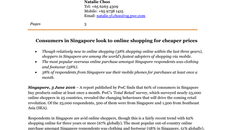 Consumers in Singapore look to online shopping for cheaper prices
