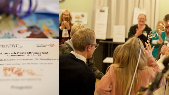 Barn och ungdomar överlämnar Opratat till Lennart Magnusson, verksamhetschef vid Nka