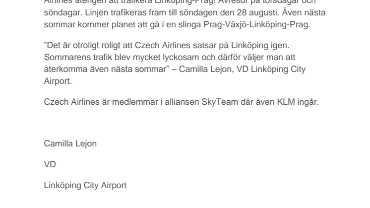 Direktflyg till Prag från Linköping sommaren 2016!