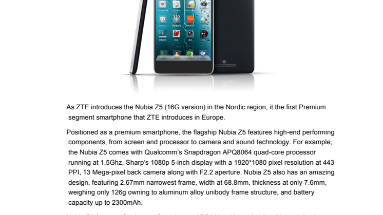 ZTE Nubia Z5 Produktionformation