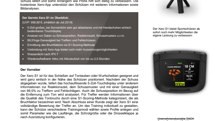 Garmin präsentiert erstes Trainingsgerät für Sportschützen in Flintendisziplinen