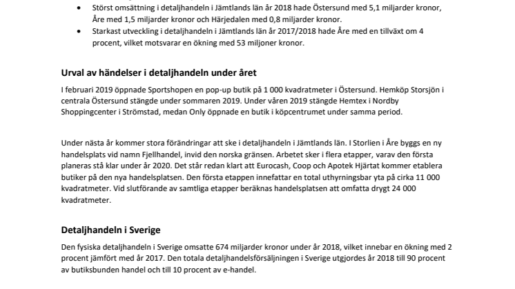 Detaljhandeln i Jämtlands län omsätter 9,1 miljarder kronor 