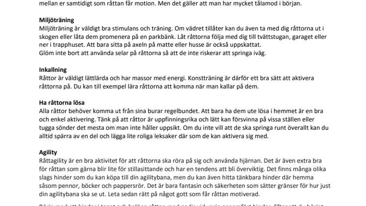 Aktivering för din tamråtta 