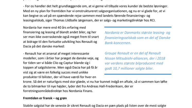 Renault og Dacia indgår strategisk samarbejde med Nordania