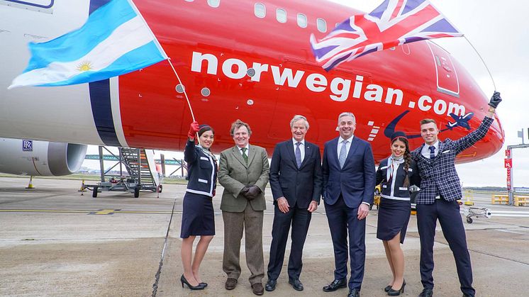 Norwegianin Lontoon Gatwickin ja Buenos Airesin välinen reitti käynnistyi 14. helmikuuta 2018