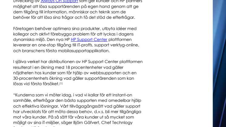 HP Support Center erbjuder en ny supportportal och industrins första mobila supportapplikation 