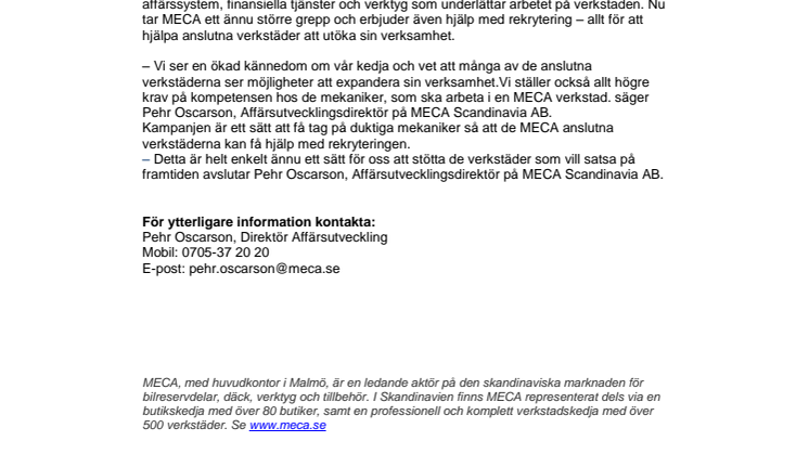MECA dammsuger Sverige på duktiga mekaniker.
