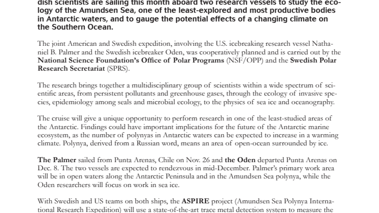 Unique research expedition to study Antarctic ecosystem