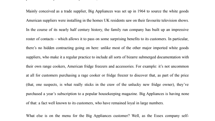 Big Appliances still passing on benefits to customers