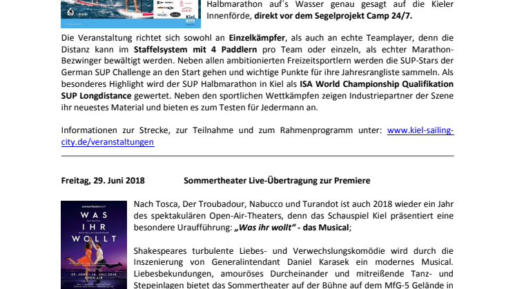 Besondere Veranstaltungstermine im Juni 2018