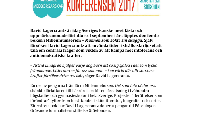 David Lagercrantz invigningstalar på  Astrid Lindgren-konferensen den 14 november!