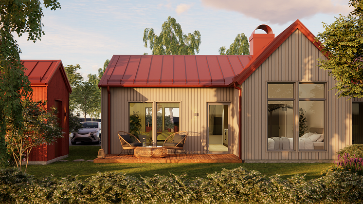Illustration av enplansparhus
