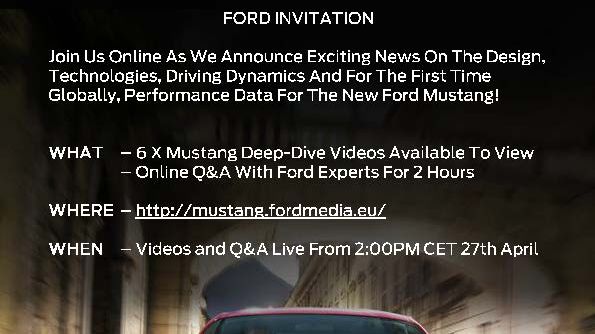 Velkommen til å delta på webinar (presentasjon på web) om nye Mustang mandag 27.04. kl. 14.00