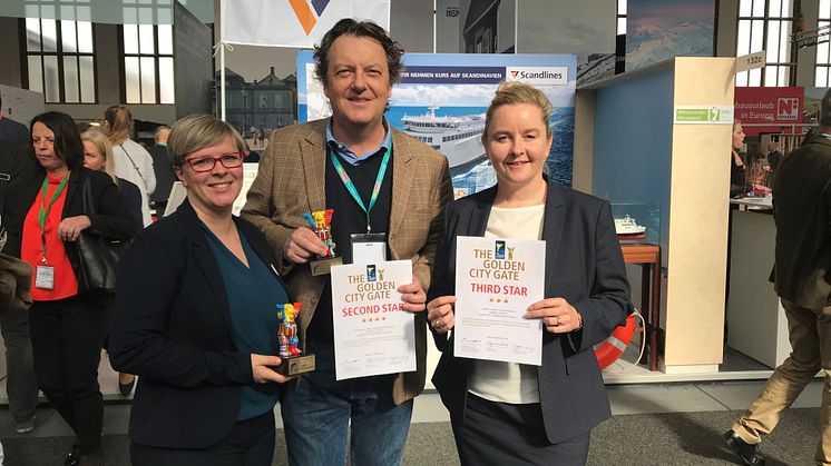 Fra venstre: Ida-Maria Feldfoss, Product Manager Scandlines, Anders Garde Kongshaug, Chief Director/Founder Kongshaug Productions , Anette Ustrup Svendsen, Head of Corporate Communications Scandlines
