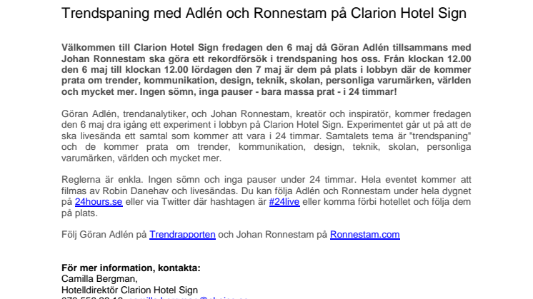 Trendspaning med Adlén och Ronnestam på Clarion Hotel Sign