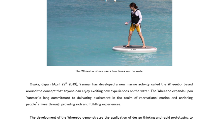 Yanmar Develops Exciting New Marine Activity “Wheeebo”
