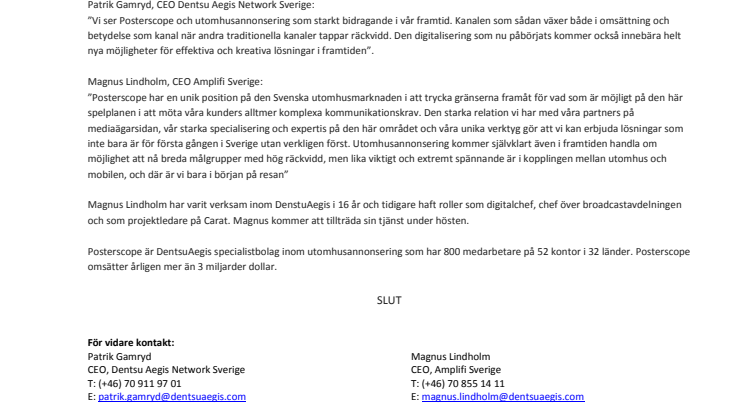 Magnus Lindholm blir VD på Posterscope