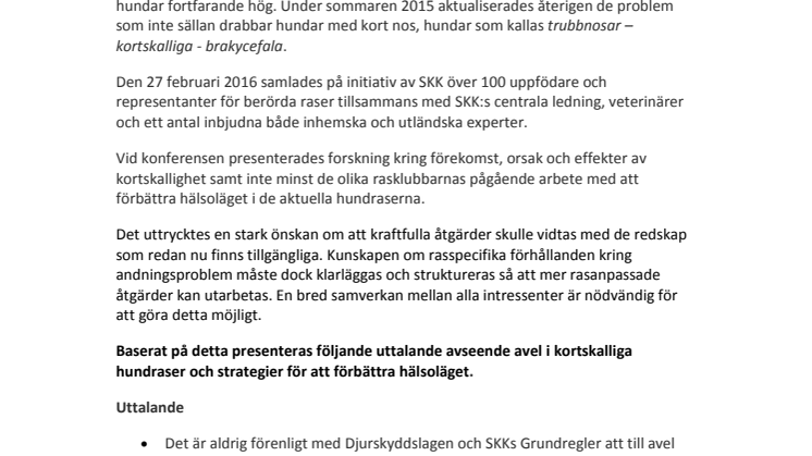 Strategier med anledning av ökad kunskap om andningsrelaterade hälsoproblem hos kortskalliga hundar