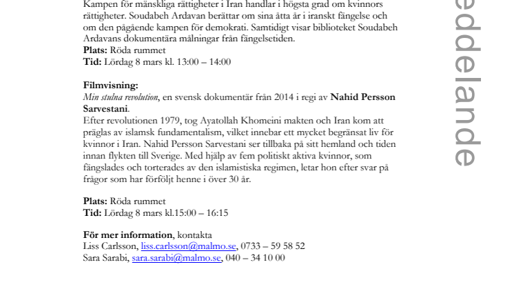 Stadsbiblioteket i Malmö firar Internationella kvinnodagen