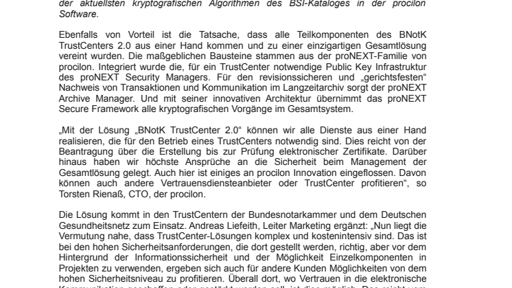 Langfristige Sicherheitsbestätigung für procilon Lösung 