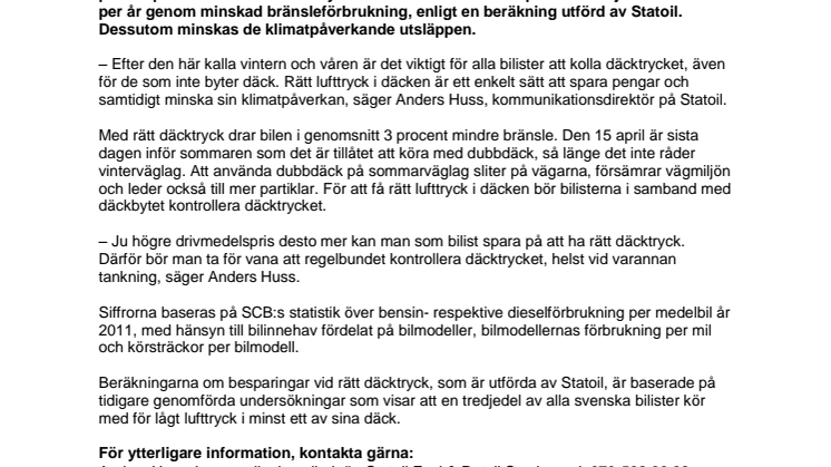 Tid för sommardäck: Sveriges bilister kan spara 614 miljoner på rätt däcktryck