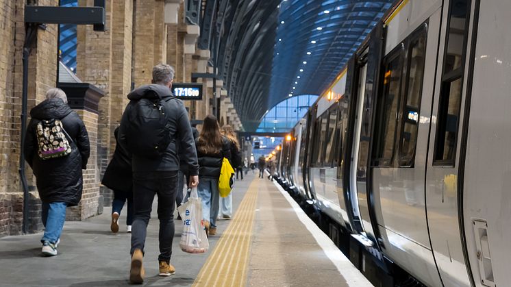 Passengers on Platform 4, boarding the first Class 379 service, from King's Cross to Letchworth Garden City 11.02.25.jpeg