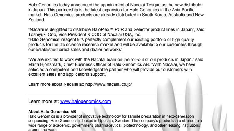 Halo Genomics signs Japanese distributor