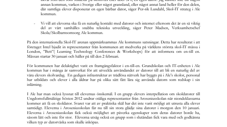 Ale kommun uppmärksammas på den internationella Skol-IT arenan