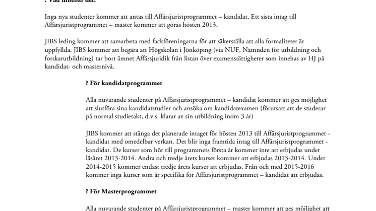 FAQ om Affärsjuridik - svenska