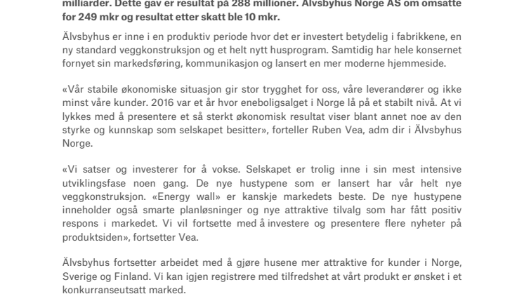 Enda et sterkt årsoppgjør for Älvsbyhus 2016