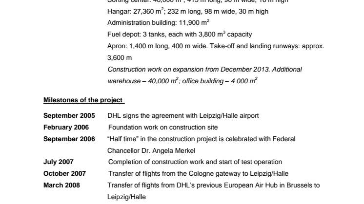 DHL Express expanderar i Leipzig - Fact Sheet