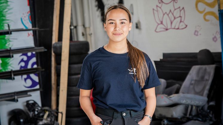 Nadja Sylvest Pedersen vil være mekaniker og er netop startet på Tradium. // Foto: Ulrik Burhøj Jepsen