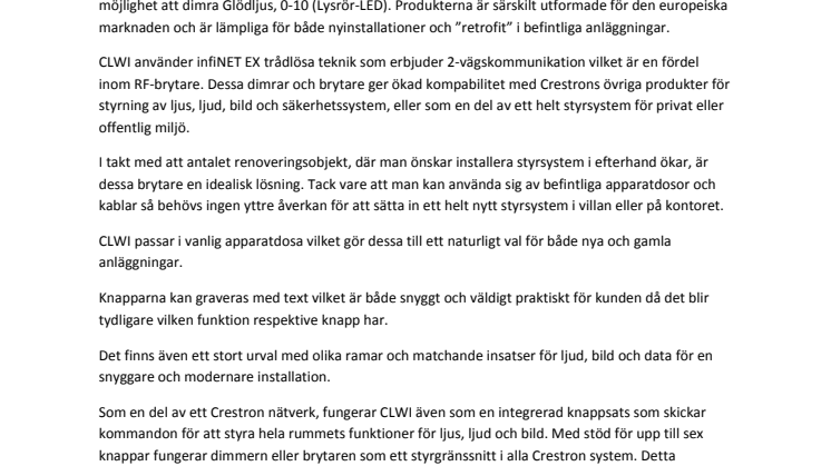 Nylansering av CLWI serien