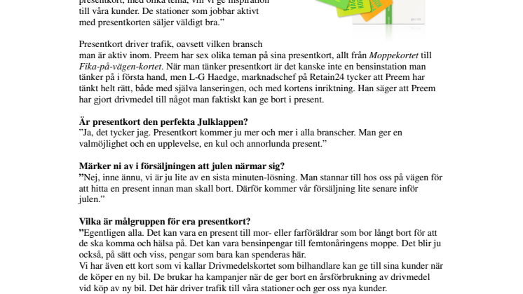 Presentkort ger Preem oändliga möjligheter