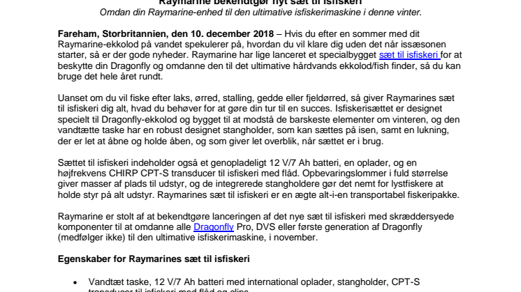 Raymarine bekendtgør nyt sæt til isfiskeri