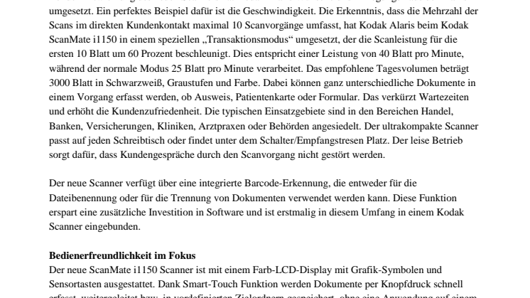 Kodak ScanMate i1150: Der Scanprofi im Kundenservice