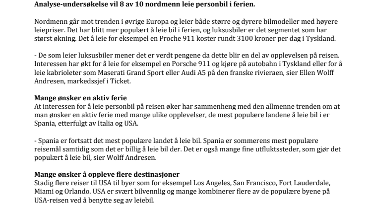 Flere leier luksusbiler i ferien