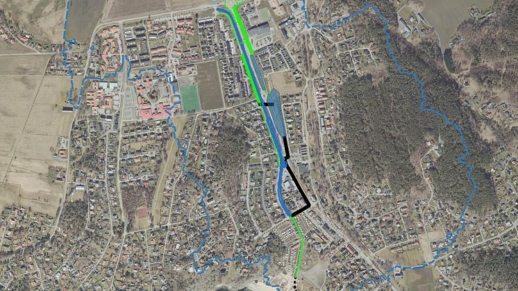 Det nya förslaget förstärker ledningssystemet med nya dagvattenledningar och flyttar utloppet till södra delen av Vita sand.