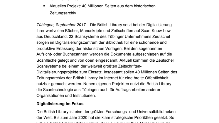 Von der British Library ins Internet – mit Scantechnologie „Made in Germany“