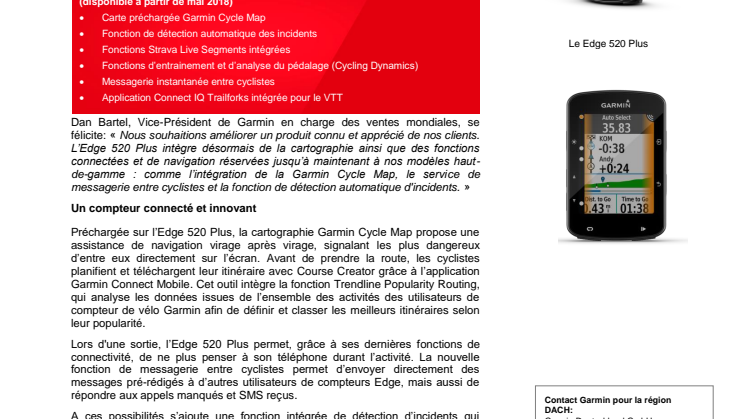 Garmin Edge 520 Plus : une nouvelle version avec cartographie intégrée pour ce compteur GPS iconique de la marque
