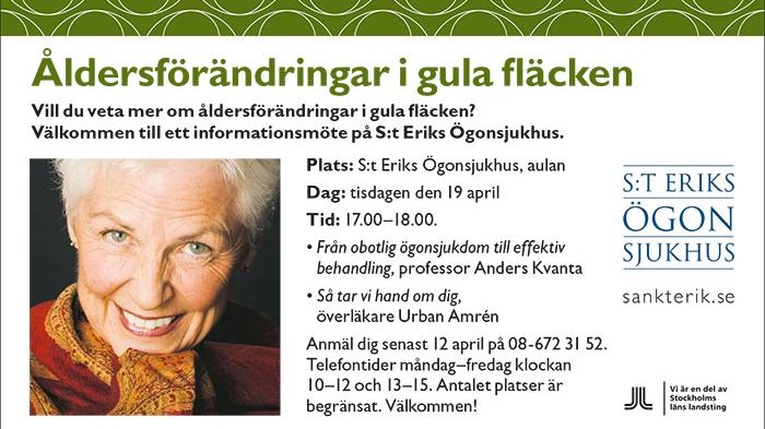 Informationsträff om åldersförändringar i gula fläcken (Fullbokad)