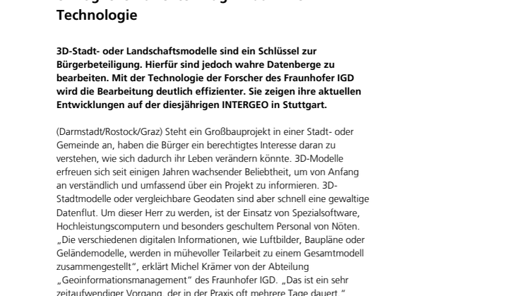 3D-Stadtmodelle: Fraunhofer-Forscher ermöglichen direkten Zugriff auf ihre Technologie