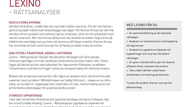 Läs mer om Lexino - Rättsanalyser