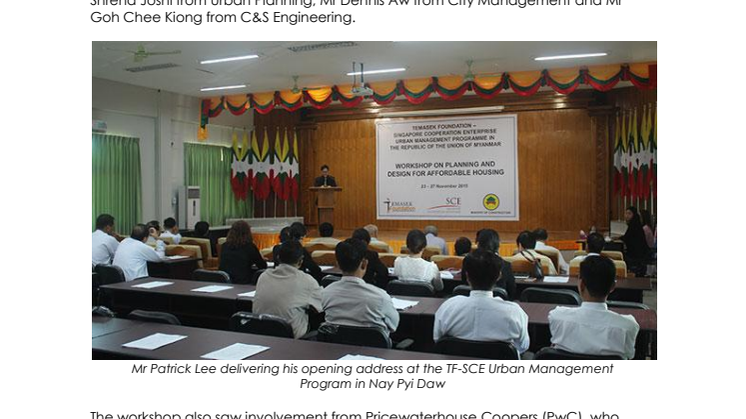 Surbana Jurong conducts 2nd Urban Management Programme for Myanmar’s Ministry of Construction in Nay Pyi Taw