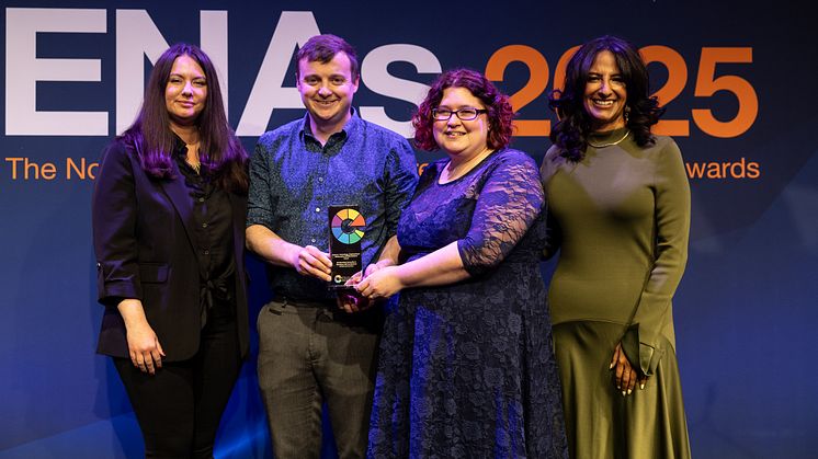 Joe Shimwell, Outreach Specialist from NUSTEM, and Liz Ferguson, Northumberland Learning Lead at North East Museums, are pictured with the STEM Initiative Award.jpg