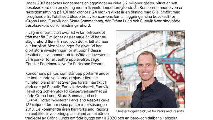 Nytt rekordår för Parks and Resorts nöjesparker
