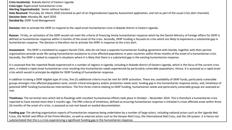 20-007 Decision note not to activate the fund