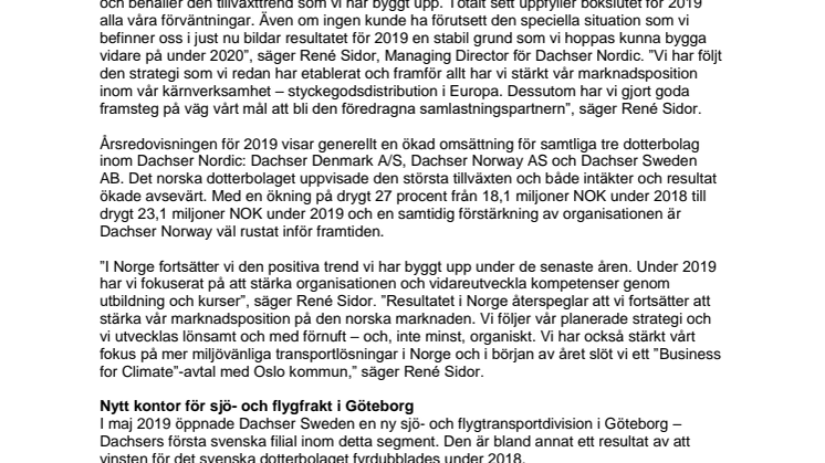 Tillväxten fortsätter för Dachser Nordic