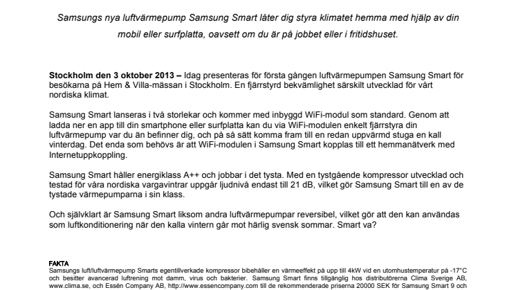 Känn dig som hemma med Samsungs nya luftvärmepump