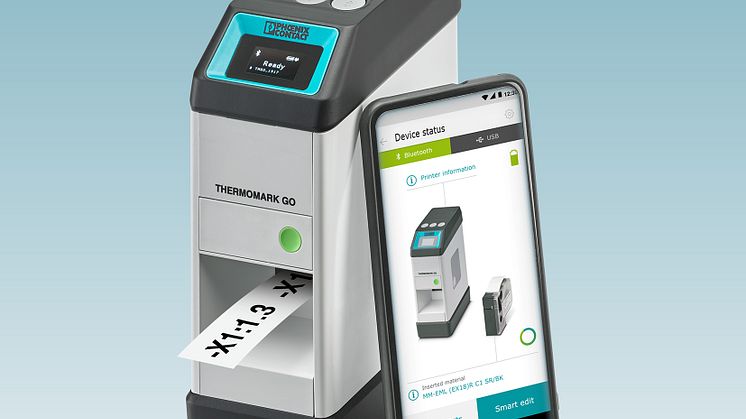 Framställ industriella märkningar direkt på plats vid applikationen med den mobila etikettskrivaren THERMOMARK GO